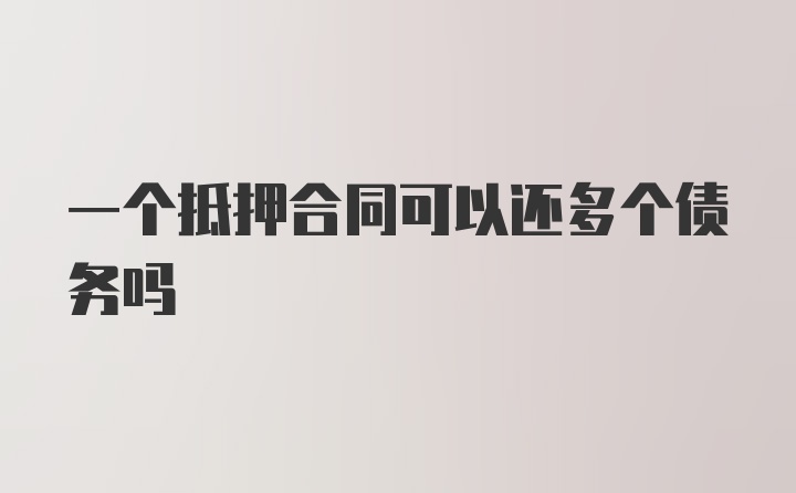 一个抵押合同可以还多个债务吗