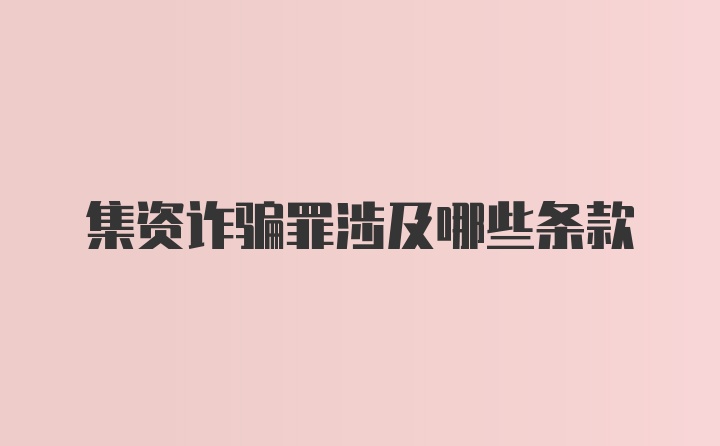 集资诈骗罪涉及哪些条款