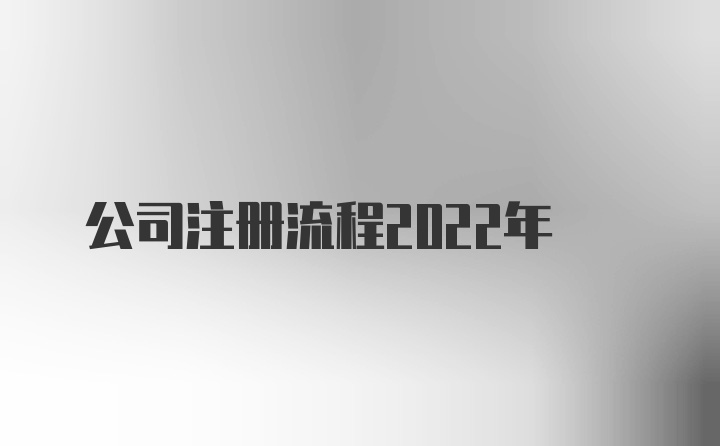 公司注册流程2022年