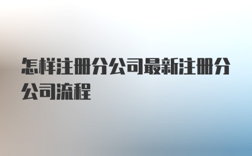 怎样注册分公司最新注册分公司流程