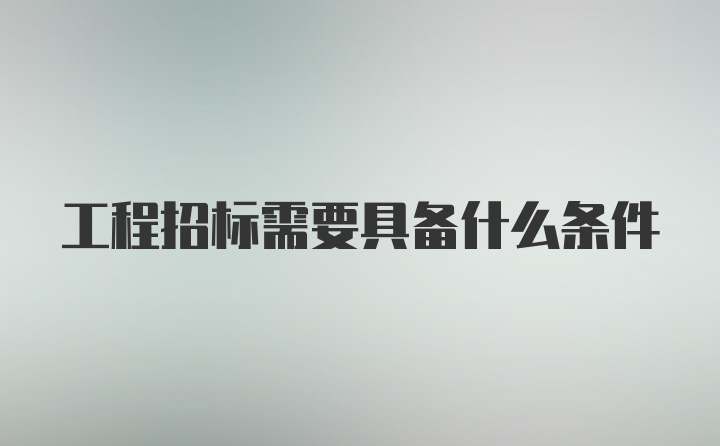 工程招标需要具备什么条件