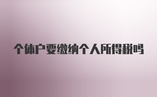 个体户要缴纳个人所得税吗