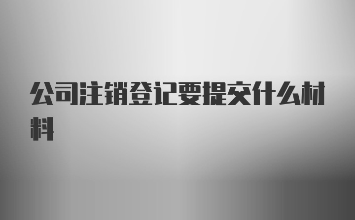 公司注销登记要提交什么材料