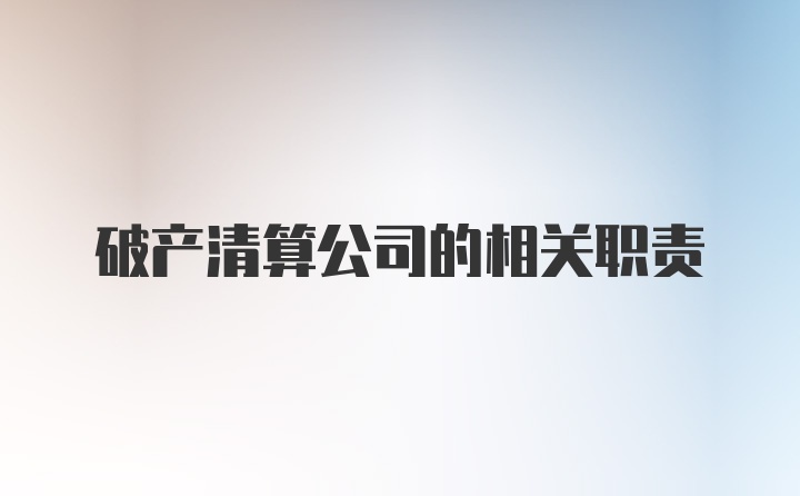 破产清算公司的相关职责