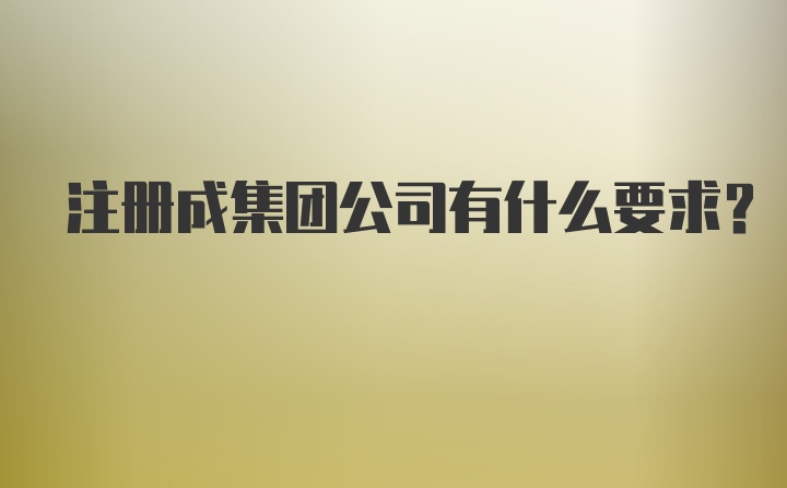 注册成集团公司有什么要求？