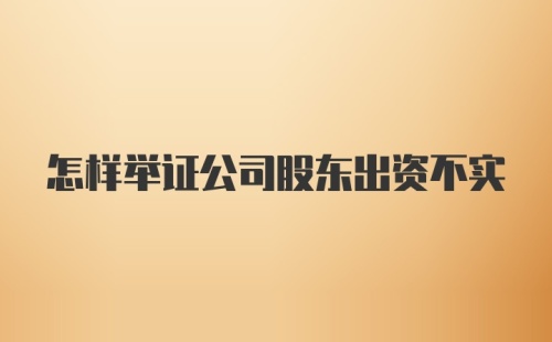 怎样举证公司股东出资不实