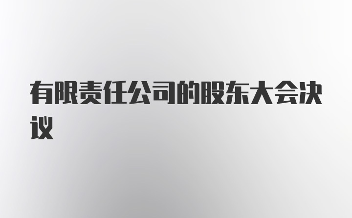 有限责任公司的股东大会决议