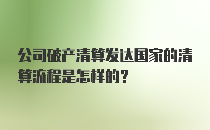 公司破产清算发达国家的清算流程是怎样的？