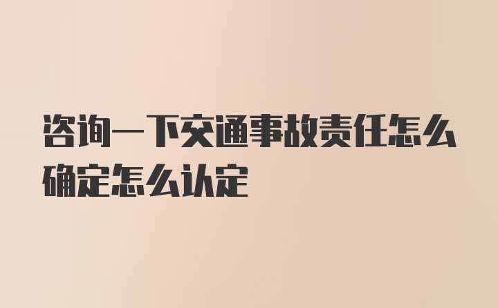 咨询一下交通事故责任怎么确定怎么认定