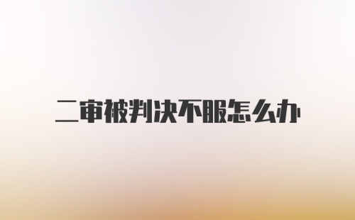 二审被判决不服怎么办