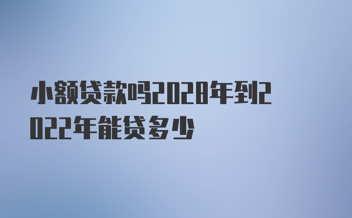 小额贷款吗2028年到2022年能贷多少