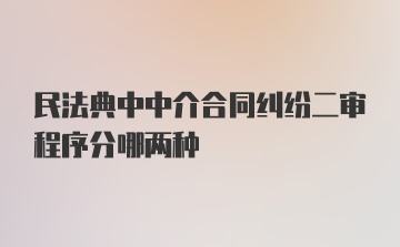 民法典中中介合同纠纷二审程序分哪两种