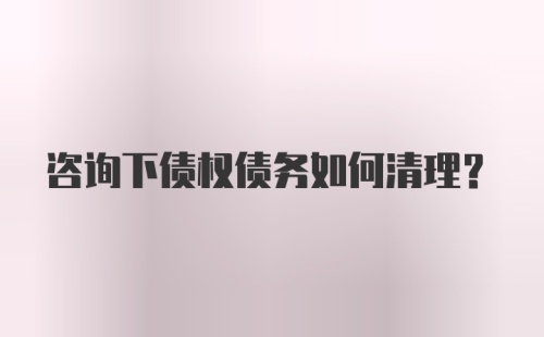 咨询下债权债务如何清理？