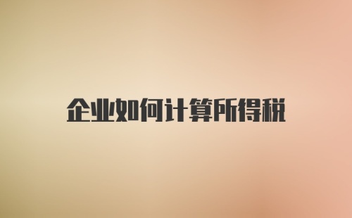 企业如何计算所得税