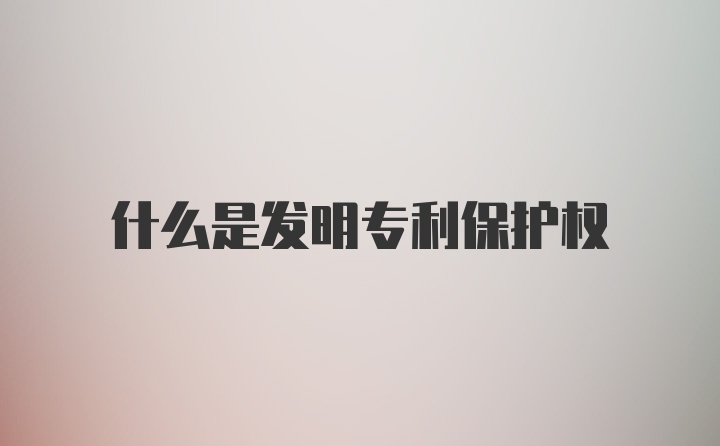 什么是发明专利保护权