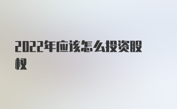 2022年应该怎么投资股权