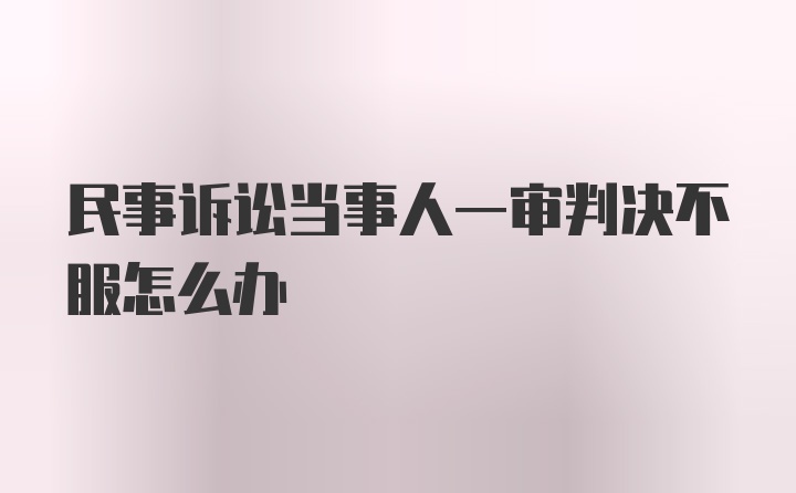 民事诉讼当事人一审判决不服怎么办