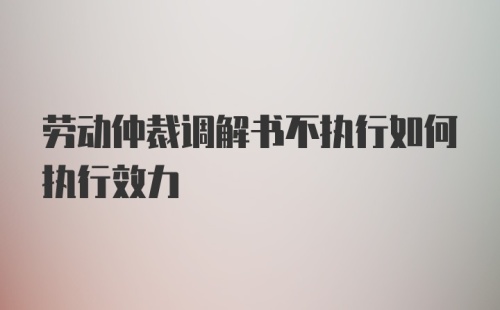 劳动仲裁调解书不执行如何执行效力