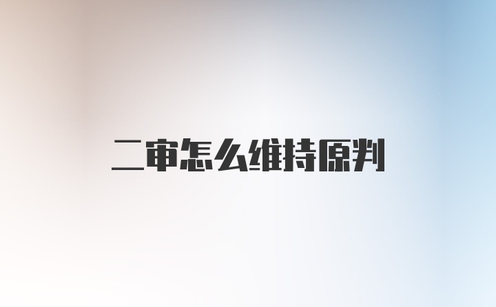 二审怎么维持原判