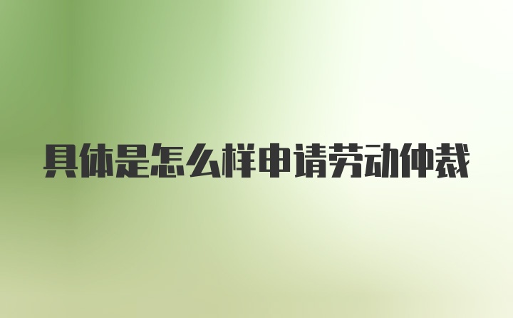 具体是怎么样申请劳动仲裁