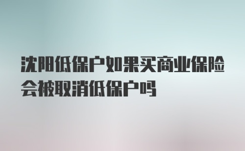 沈阳低保户如果买商业保险会被取消低保户吗