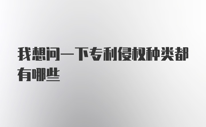 我想问一下专利侵权种类都有哪些