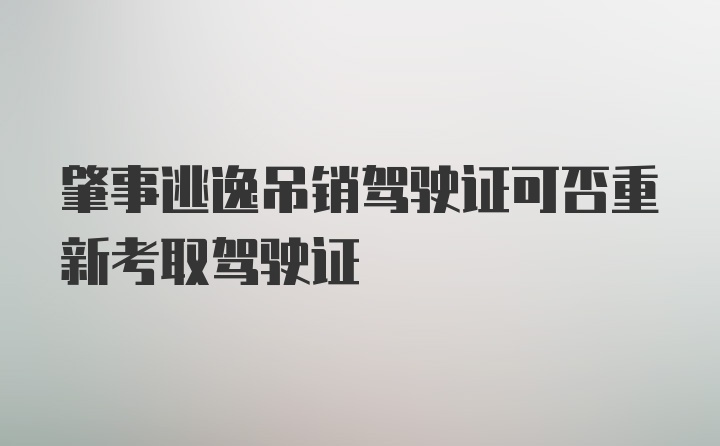 肇事逃逸吊销驾驶证可否重新考取驾驶证