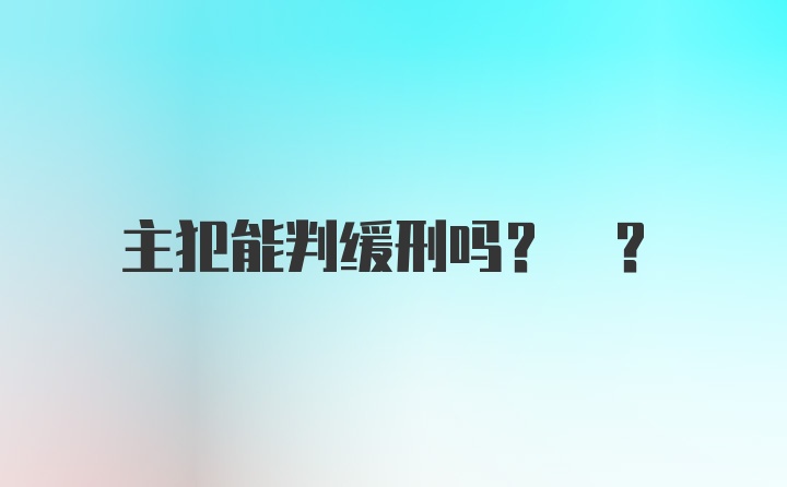 主犯能判缓刑吗? ?