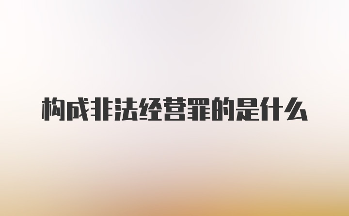 构成非法经营罪的是什么