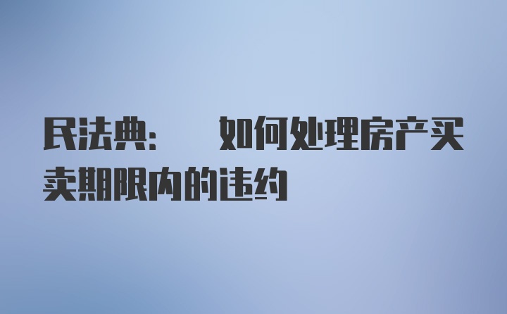 民法典: 如何处理房产买卖期限内的违约