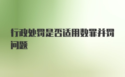 行政处罚是否适用数罪并罚问题