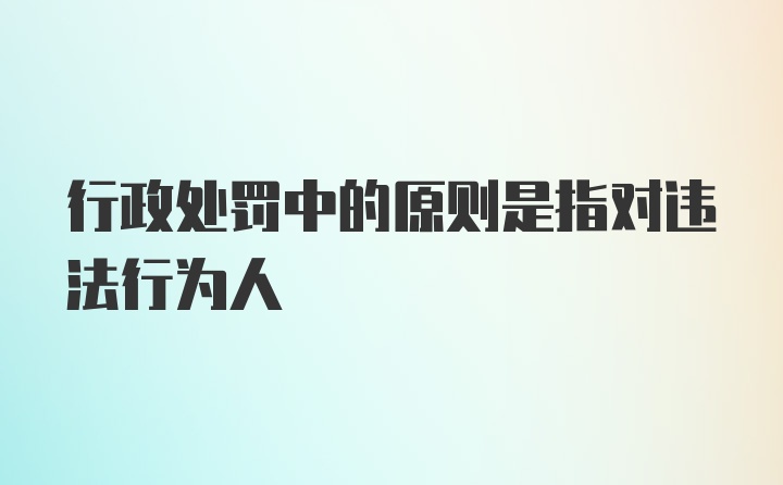 行政处罚中的原则是指对违法行为人