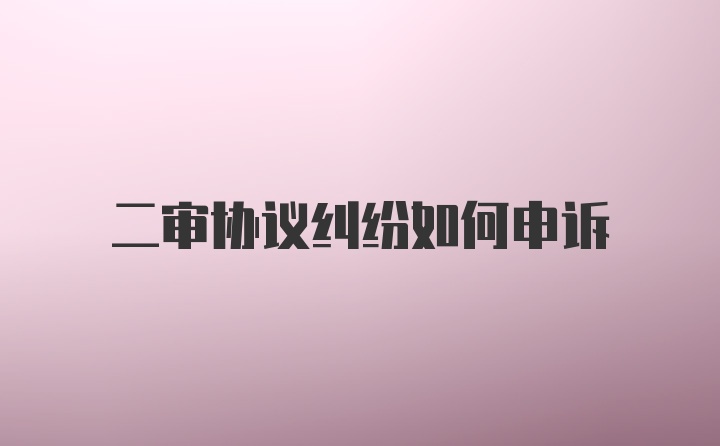 二审协议纠纷如何申诉