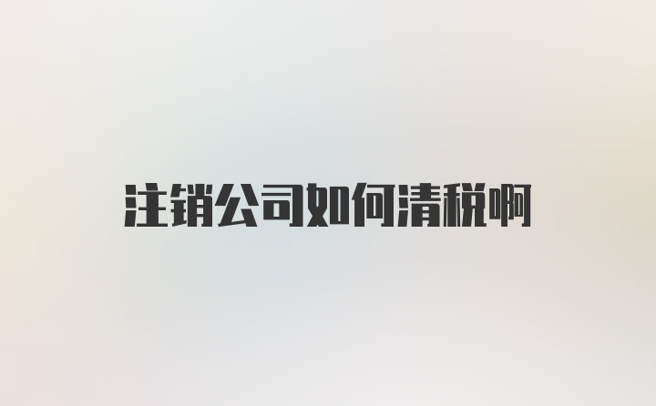 注销公司如何清税啊