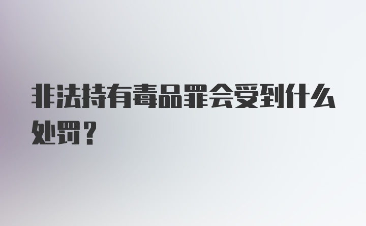 非法持有毒品罪会受到什么处罚?