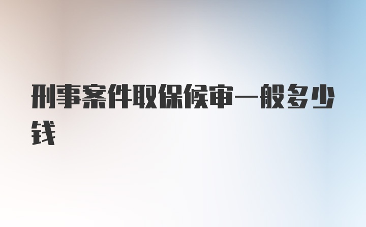 刑事案件取保候审一般多少钱