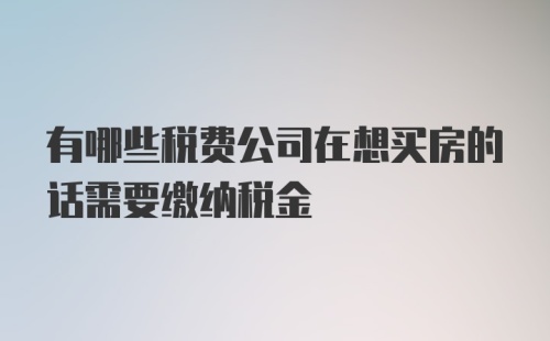 有哪些税费公司在想买房的话需要缴纳税金