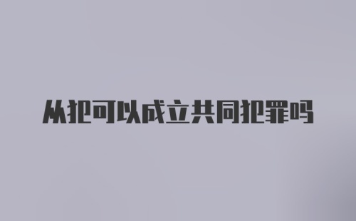 从犯可以成立共同犯罪吗