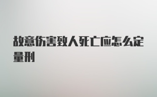 故意伤害致人死亡应怎么定量刑