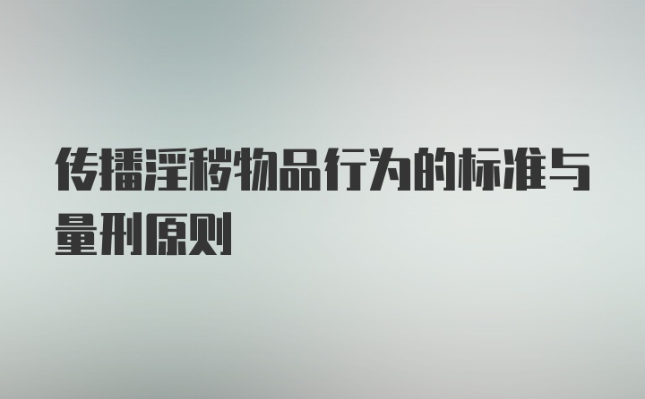 传播淫秽物品行为的标准与量刑原则