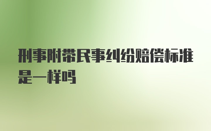 刑事附带民事纠纷赔偿标准是一样吗