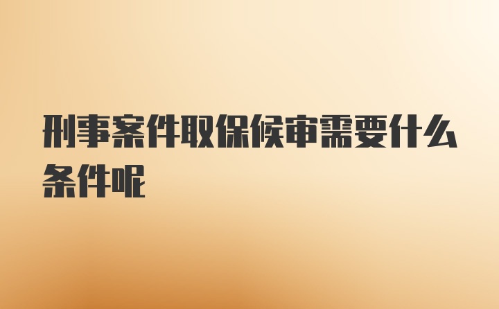 刑事案件取保候审需要什么条件呢