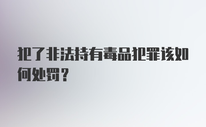 犯了非法持有毒品犯罪该如何处罚？