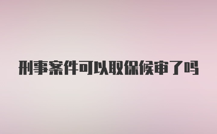 刑事案件可以取保候审了吗