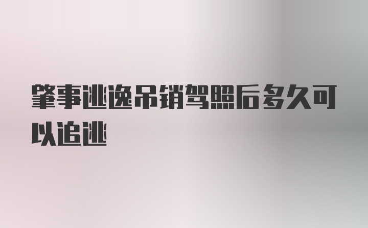 肇事逃逸吊销驾照后多久可以追逃