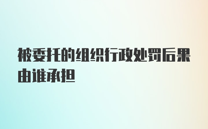 被委托的组织行政处罚后果由谁承担