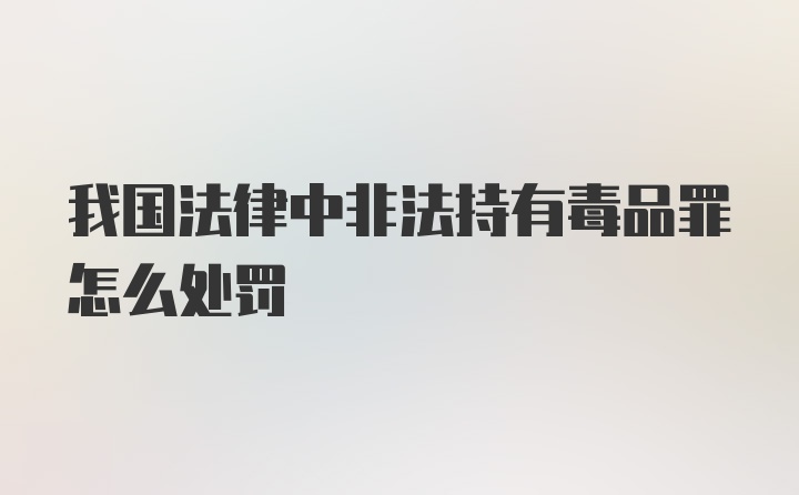 我国法律中非法持有毒品罪怎么处罚