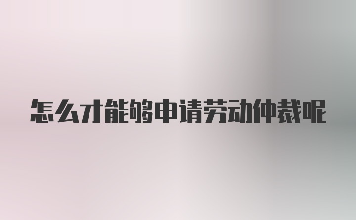 怎么才能够申请劳动仲裁呢