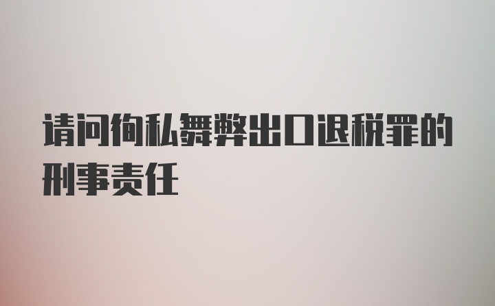 请问徇私舞弊出口退税罪的刑事责任