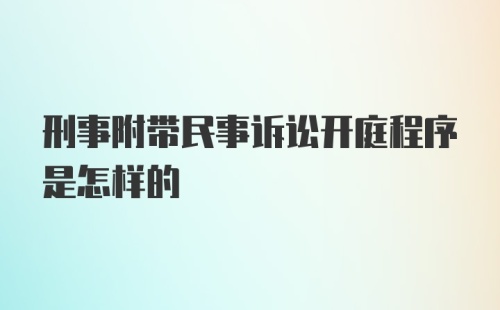 刑事附带民事诉讼开庭程序是怎样的